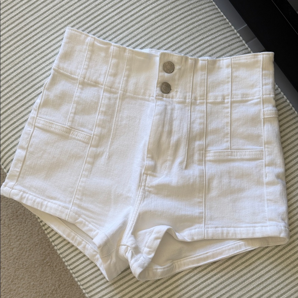We The Free High-Waist White Denim Shorts